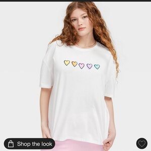 Roller Rabbit x Target Short Sleeve Disco Hearts White T-Shirt. Size Small